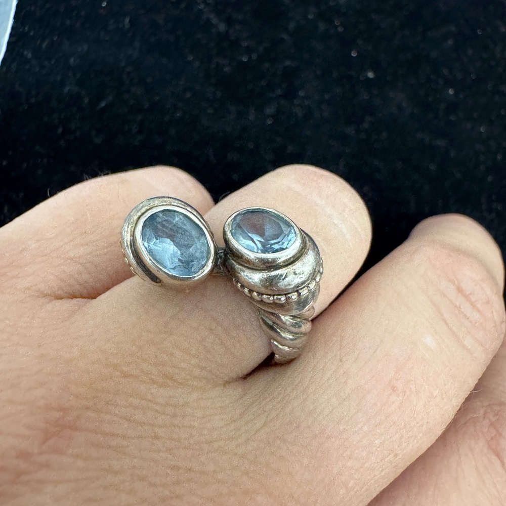 Vintage Sterling Silver and Aquamarine Ring Size 7.5 8.8g